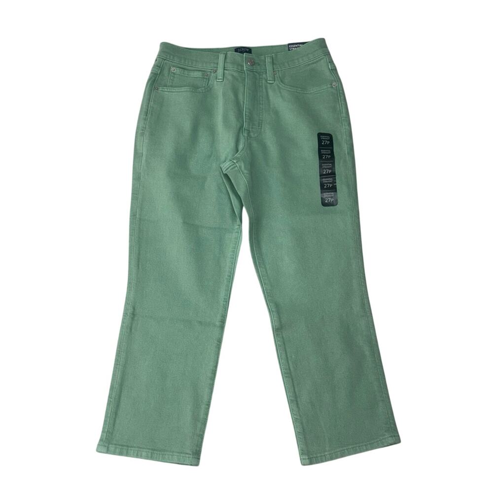 J.Crew Factory Essential Straight Crop Jeans Green High Rise Stretch 27P NWT